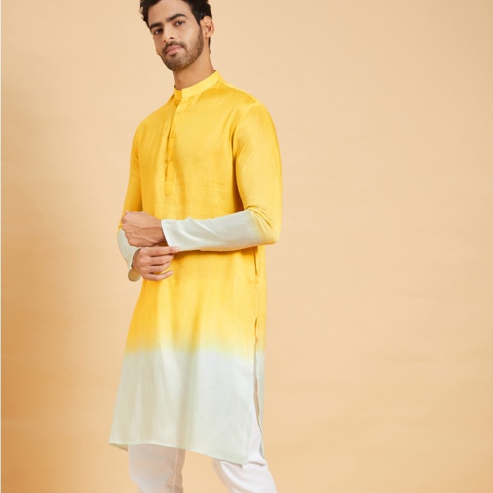 Lahza Yellow Ombre Indian Kurta by Hilo Design size XL